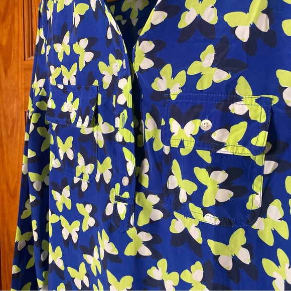 GAP Printed Butterfly Long Sleeve Tunic Dress Henley Crew Neck - Picture 2 of 9